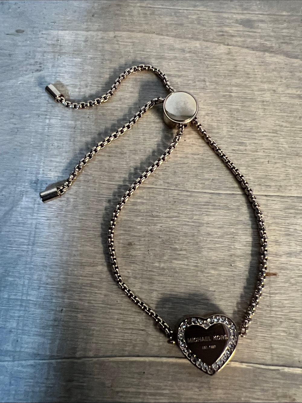 Michael Kors Rose Gold Heart Slider Bracelet with Crystals